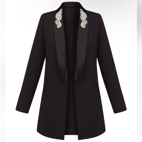 RARE! Kourtney Kardashian Embellished Applique Detail Oversized Blazer - Picture 5 of 12